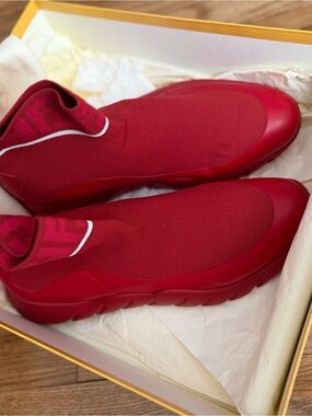 Fendi Men's Red Slip-On Athletic Sock Sneakers - Brand: